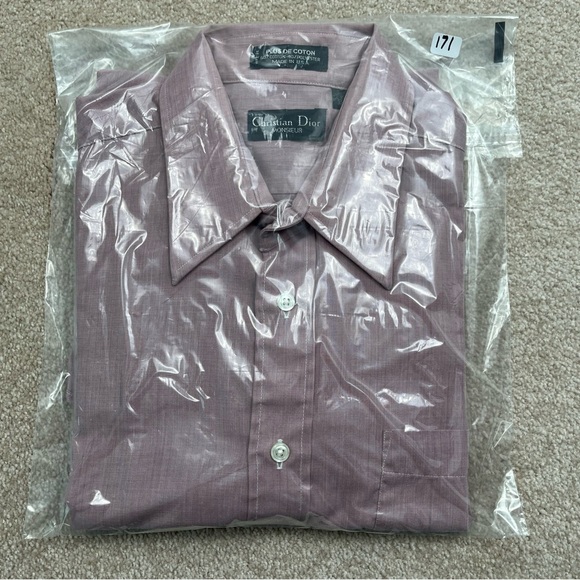Vintage Christian Dior Shirt Adult Neck 15.5 Pink Button Up Designer Preppy Men - Picture 12 of 12